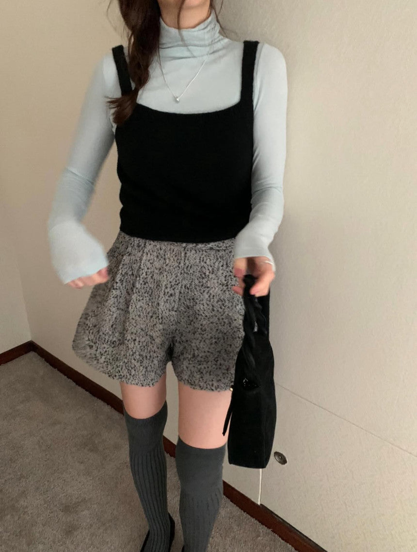 Return tweed shorts-2col