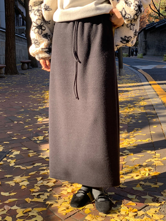 wool maxi skirt-3col