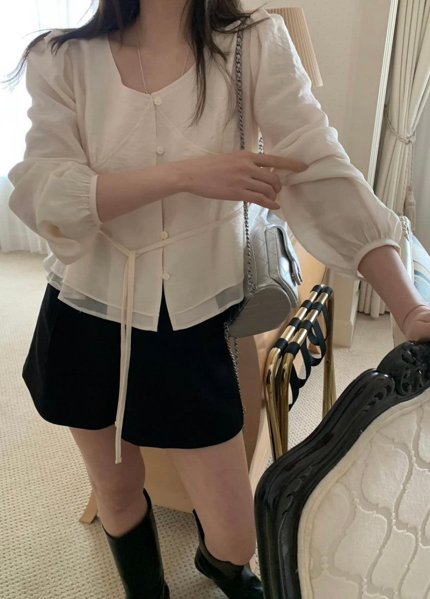 Rumi shirring blouse-3col