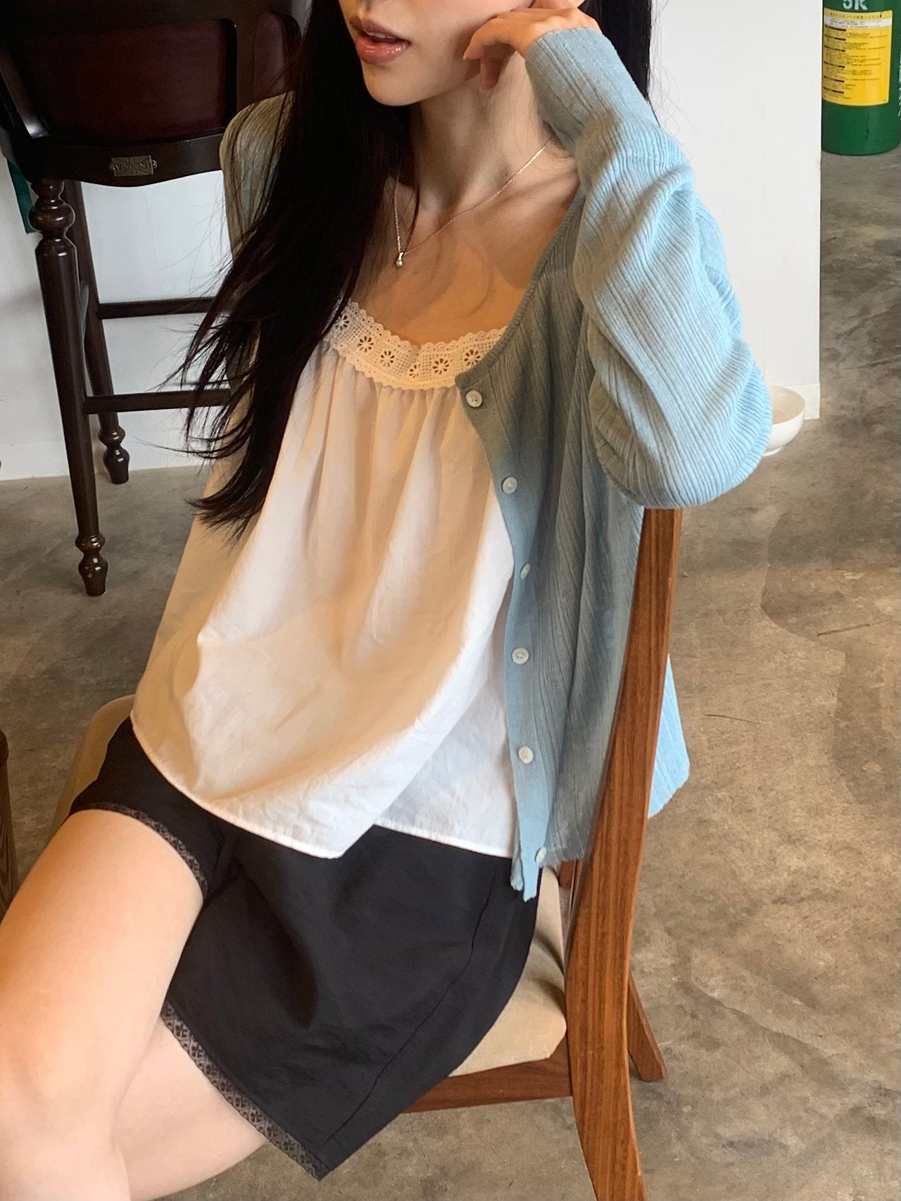 Flex ribbed round cardigan-3col