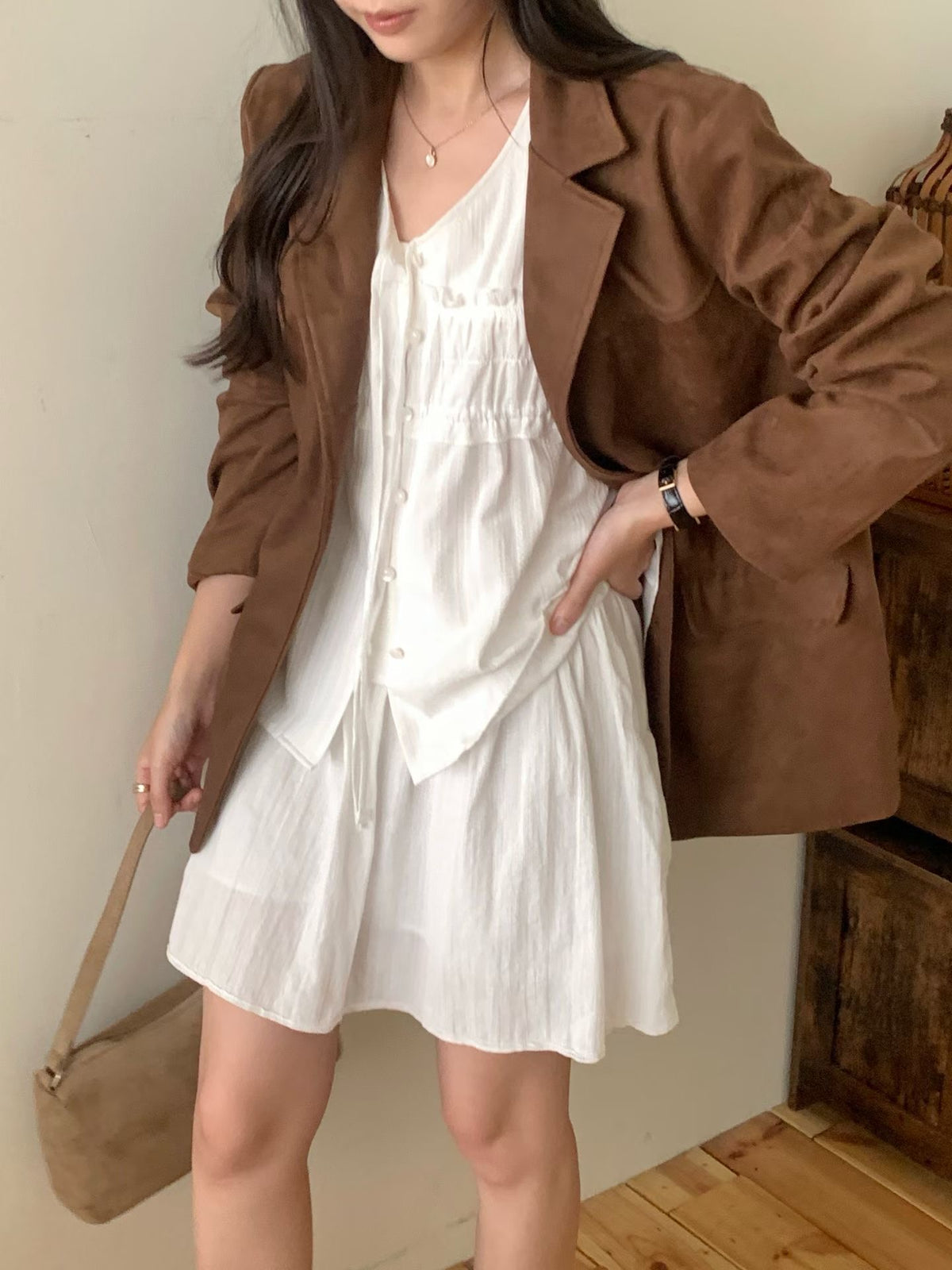 mute suede leather jacket-2col