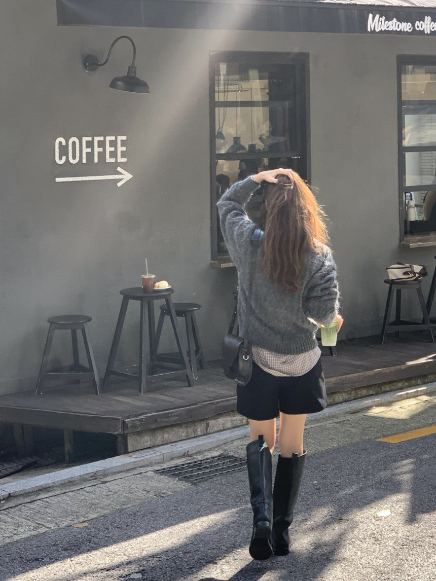 French alpaca cable round knit-3col