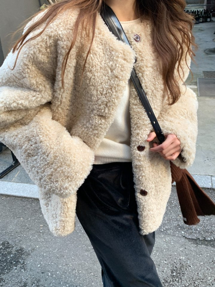 Lozan round neck fur jacket