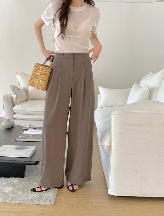 two-pin tuck wide slacks-4col/ショート丈あり