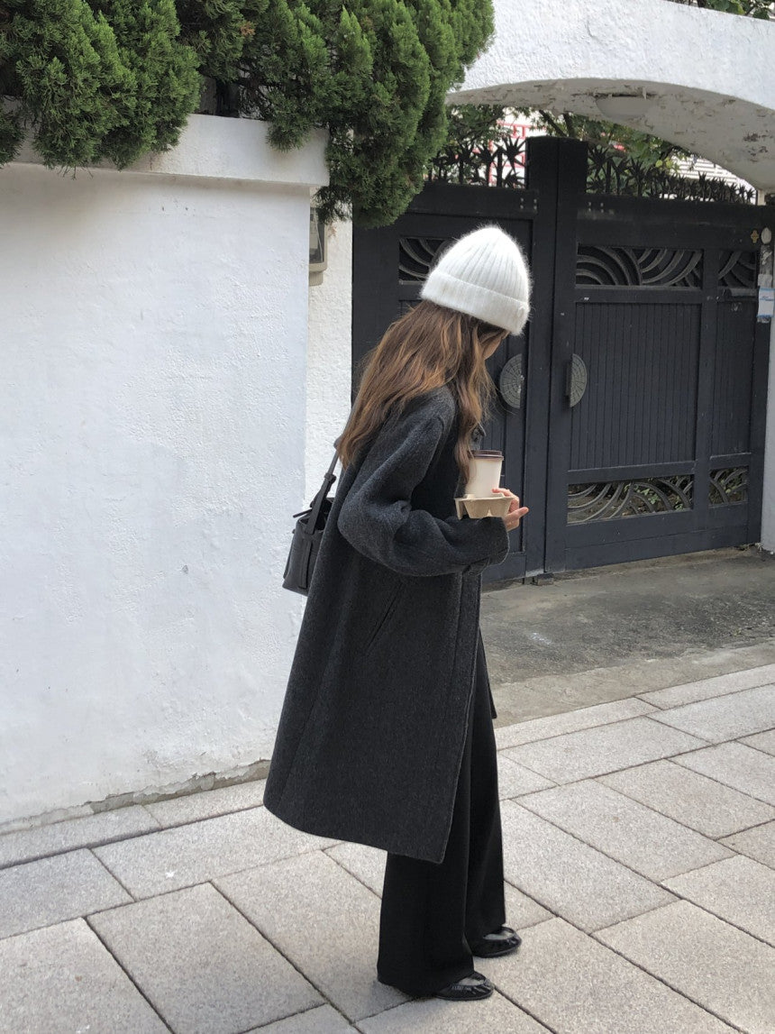 Luce wool twill melange coat-2col