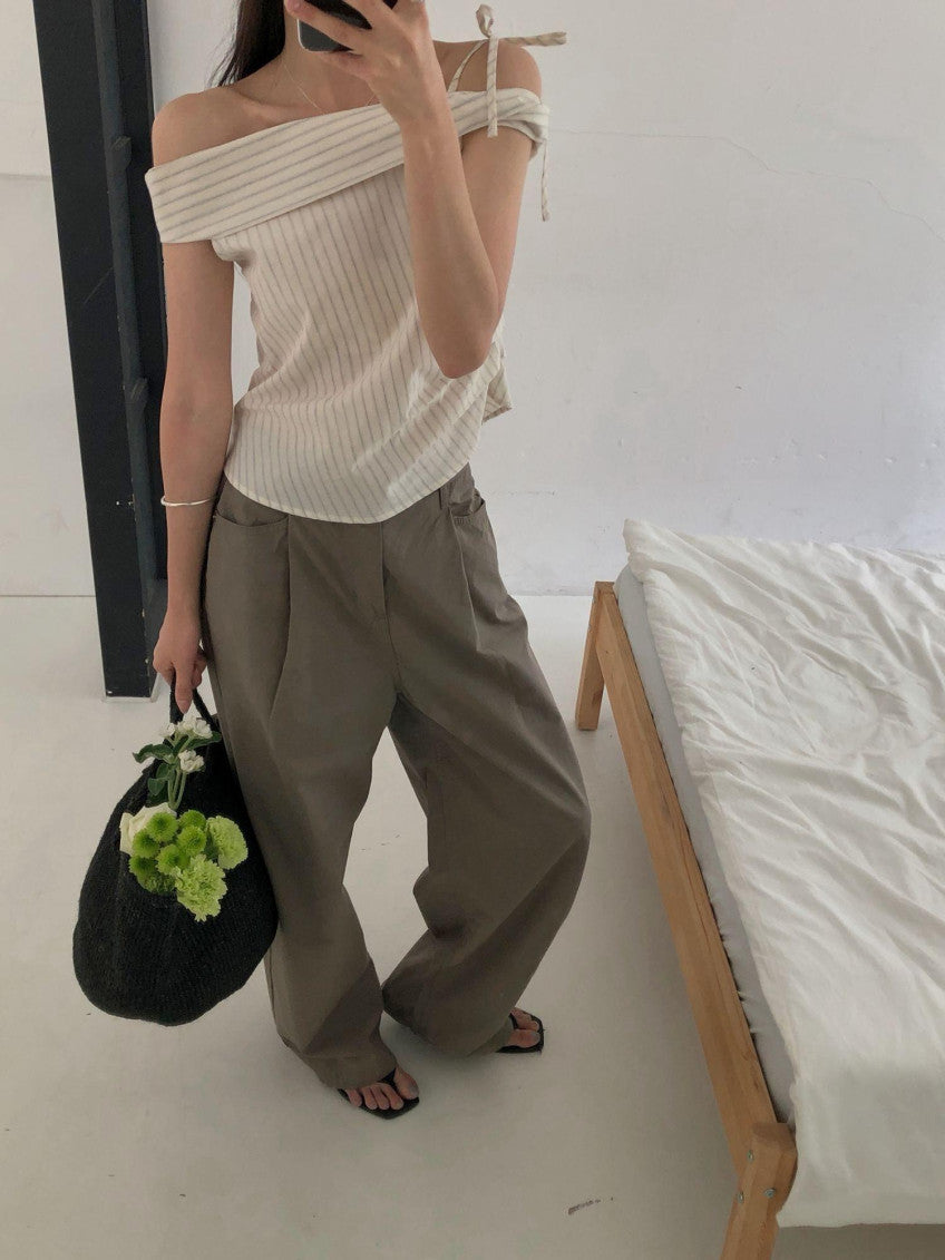 pintuck wide pants-3col