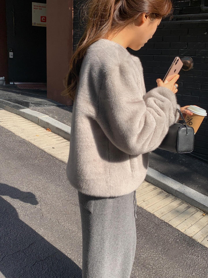 liter sand mink fur jacket-2col