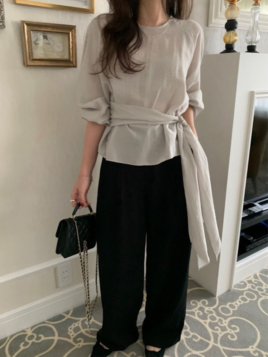 Tei wool semi wide slacks-2col/ショート丈あり