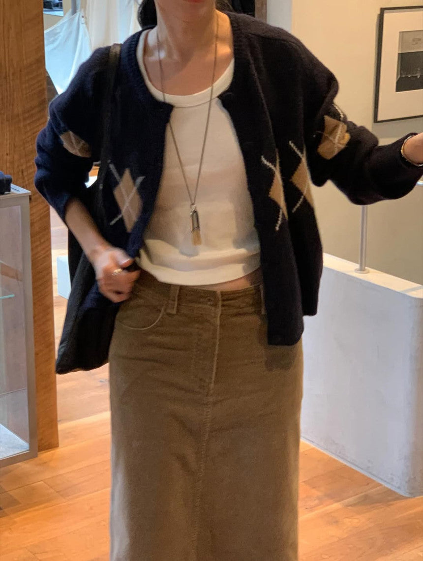 Argyle cardigan-3col