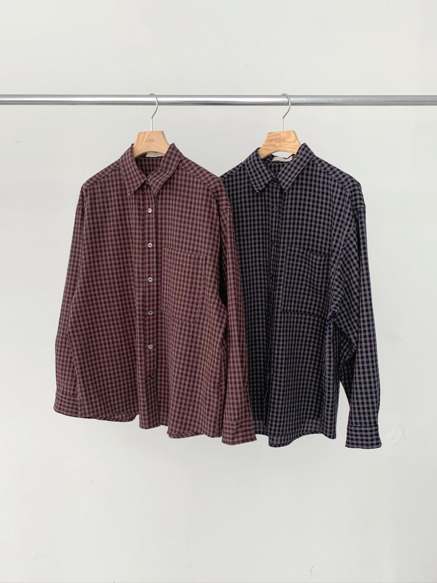 liter mocha check shirt-2col