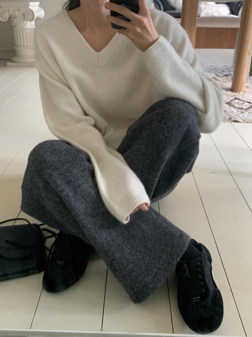 roi wool banding pants-3col