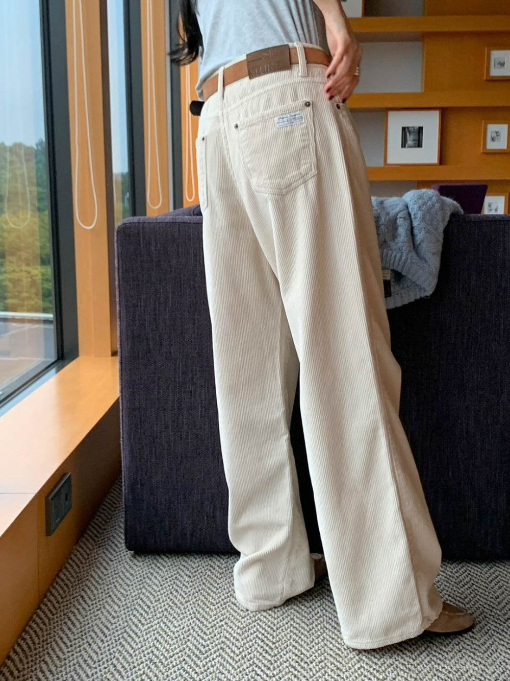 Corduroy dying pants-3col