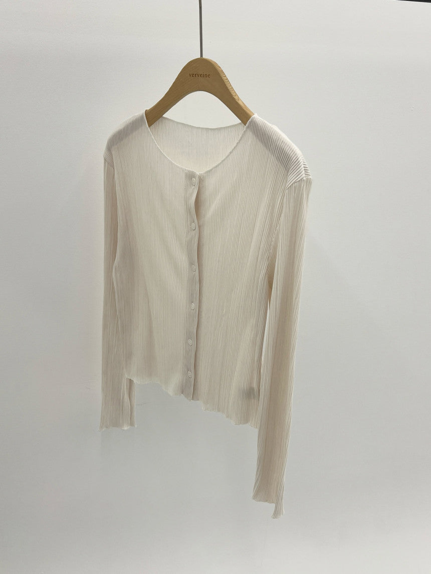 Amel pleats round cardigan-2col