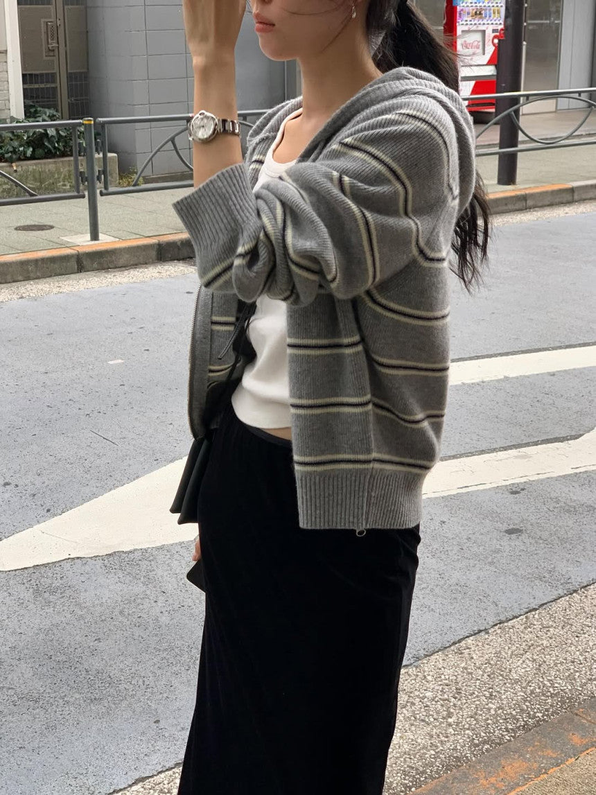 From hood cardigan-3col