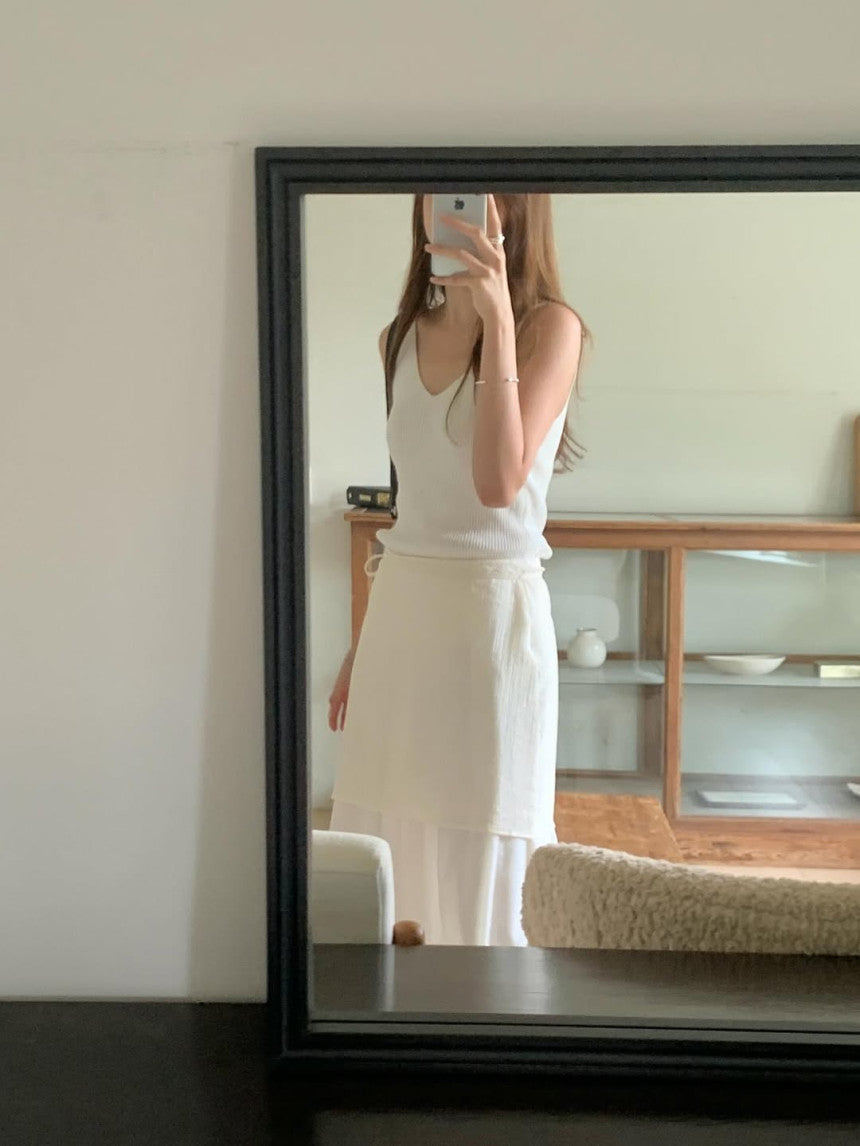 Butter rayered wrap skirt-3col