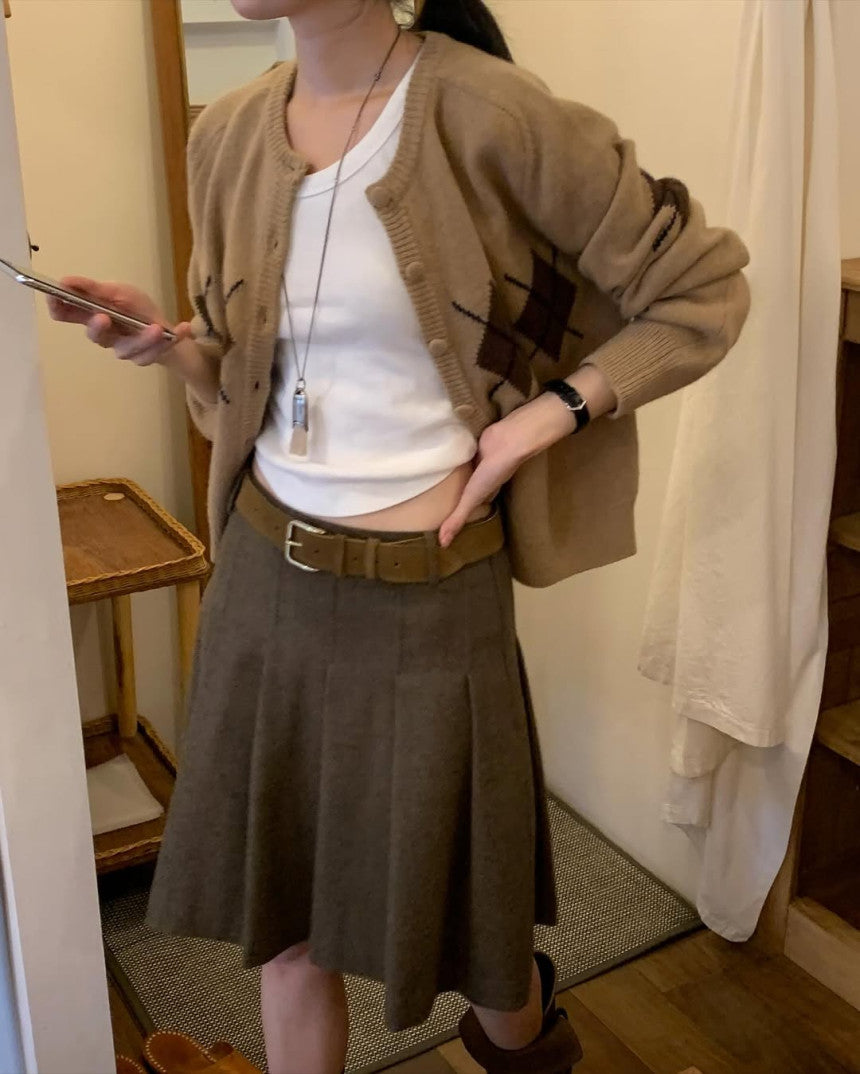 Argyle cardigan-3col