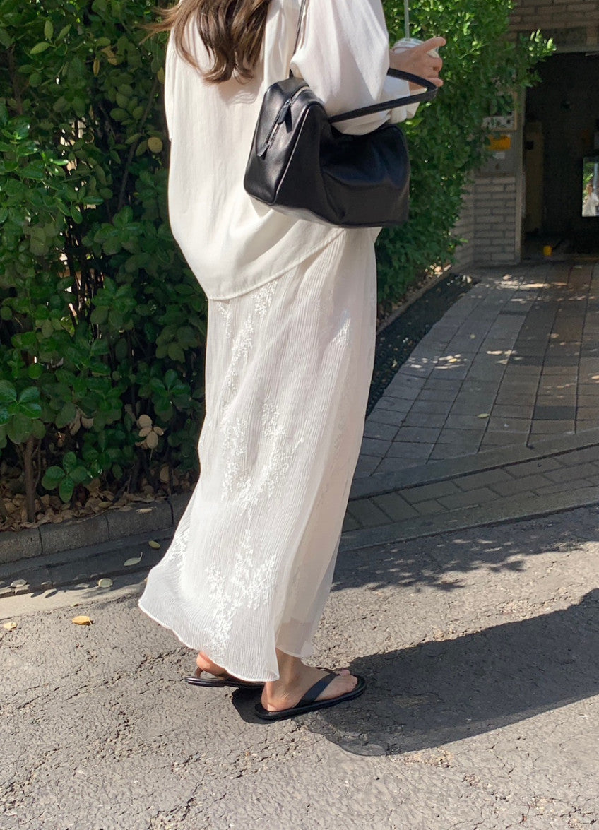 liter ria embroidered chiffon skirt