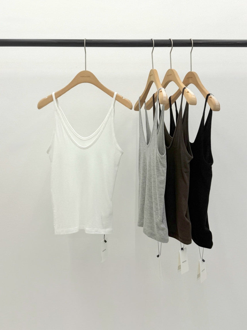 Grow tencel u neck sleevelss-4col