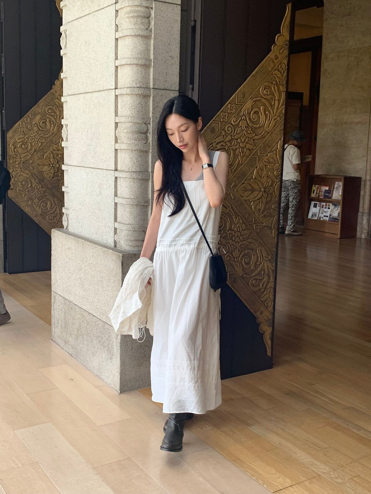 Flow pintuck lace long onepiece