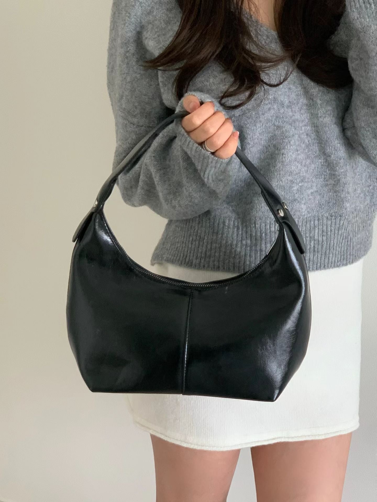 Glossy Mini Hobo Bag