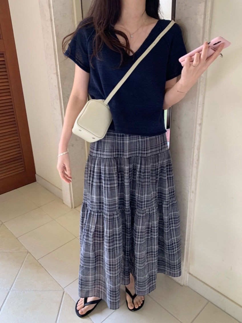 Alpha check skirt-2col