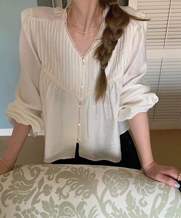 Bay pintuck blouse-2col