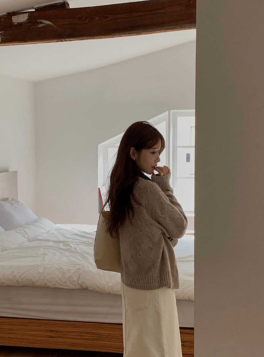 running baby alpaca cardigan-4col