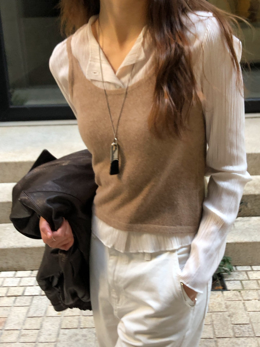 Amel pleats round cardigan-2col