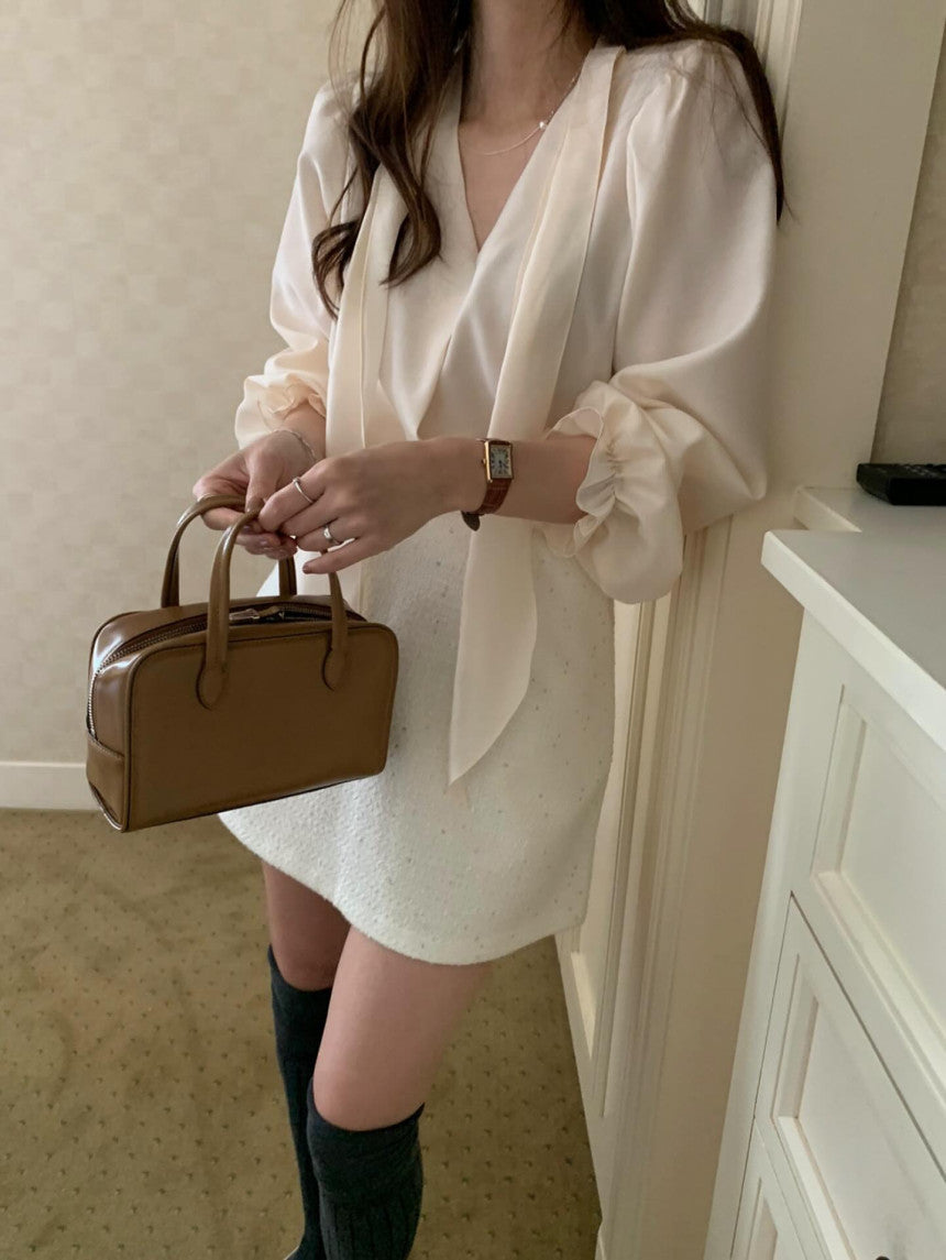Ruter tie blouse-2col
