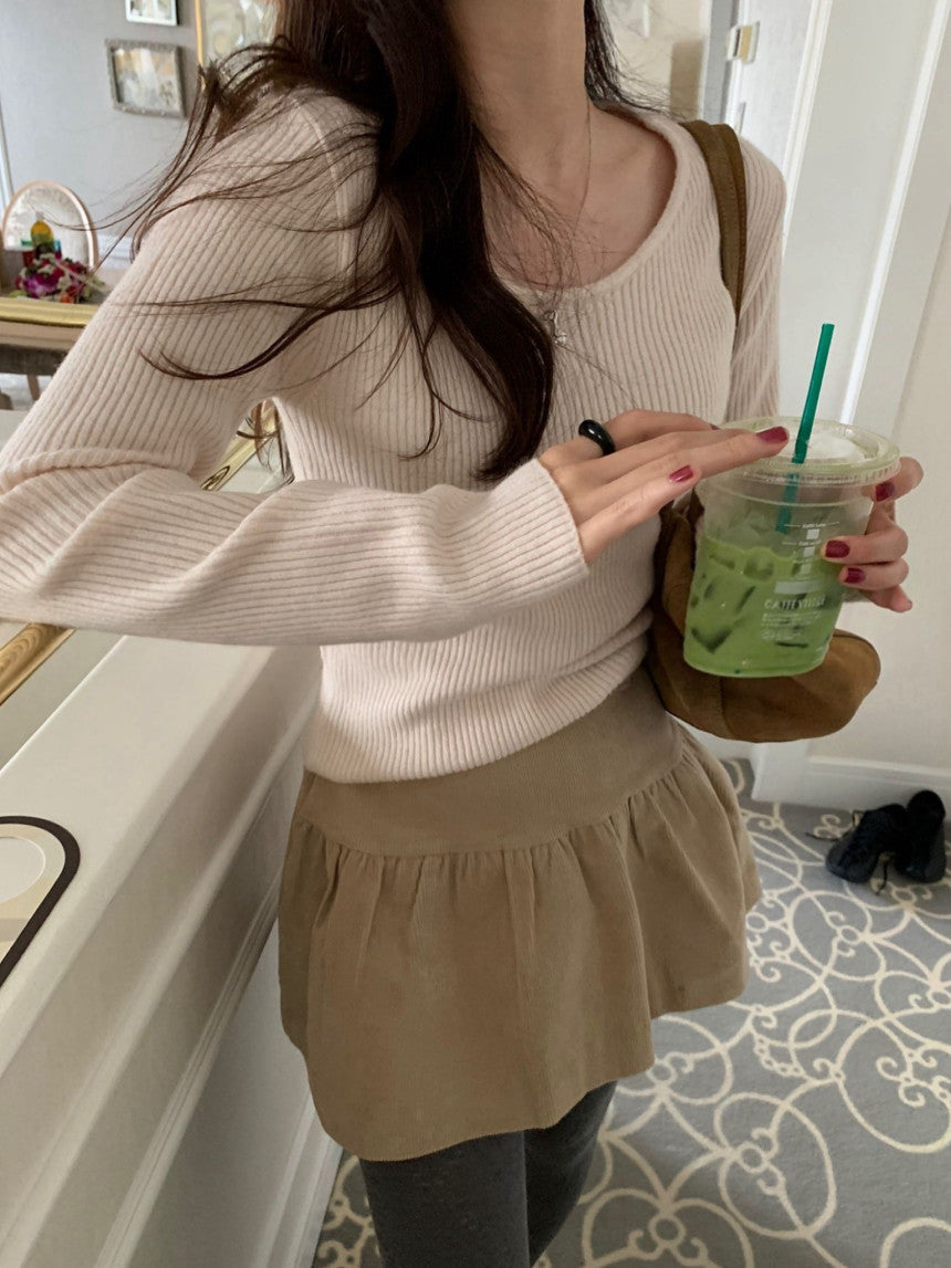 Tier U-neck knit-4col