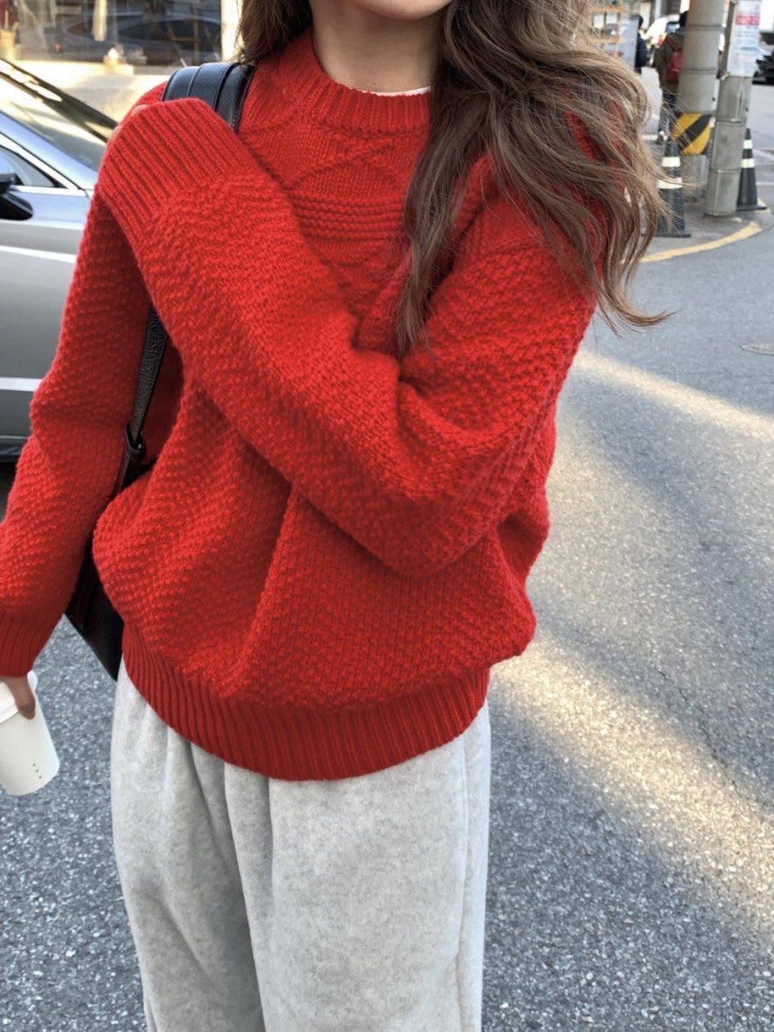 Brick wool cable knit-3col