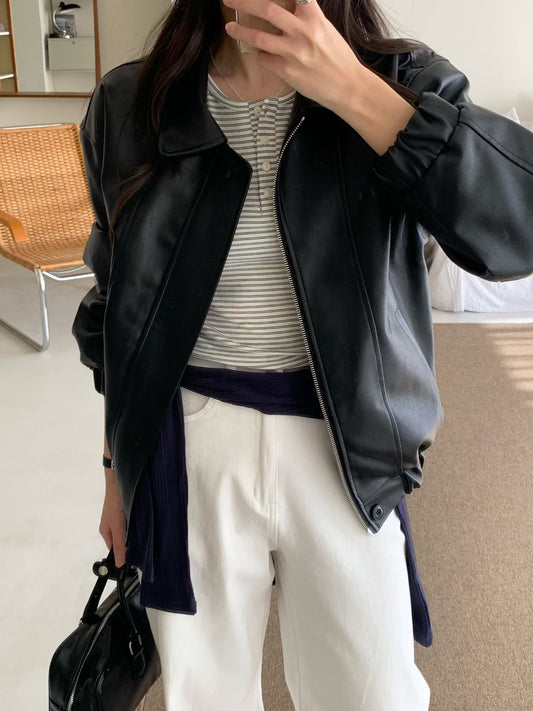 port leather jacket-2col