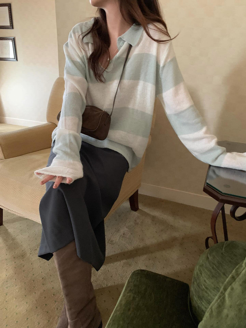Muffin stripe knit-2col