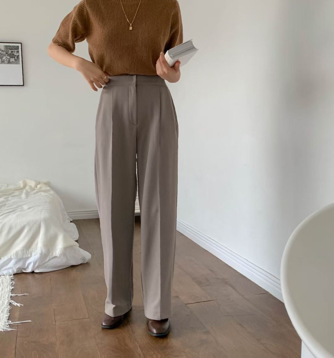 backbanding semi-wide gimo slacks-3col/ショート丈あり