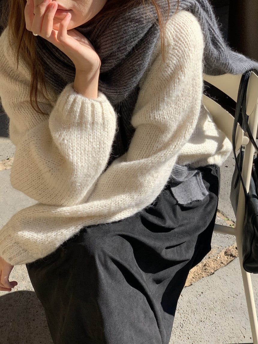 balloon alpaca oversize pullover knit-3col