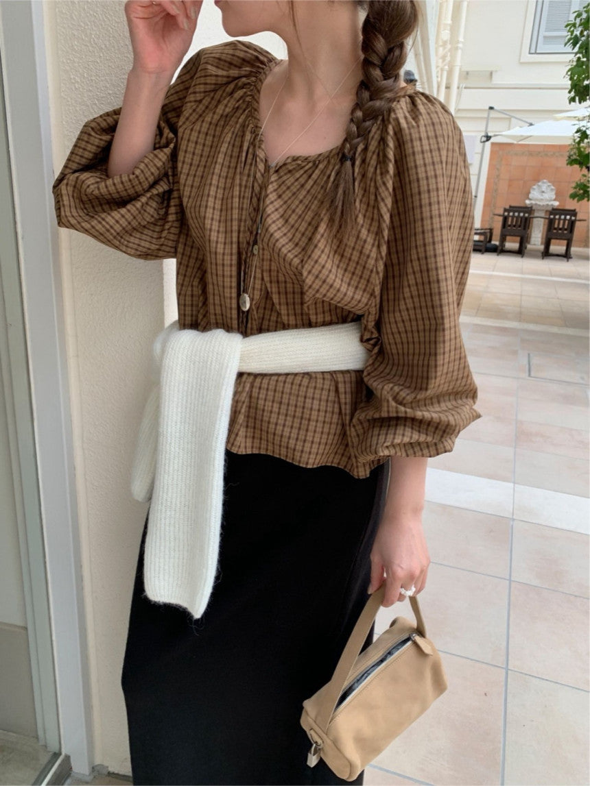 check balloon blouse-2col