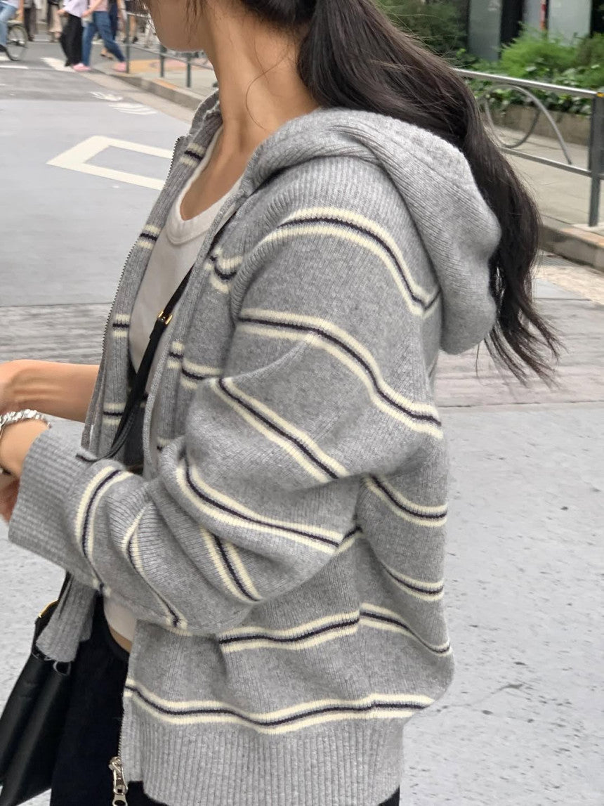 From hood cardigan-3col