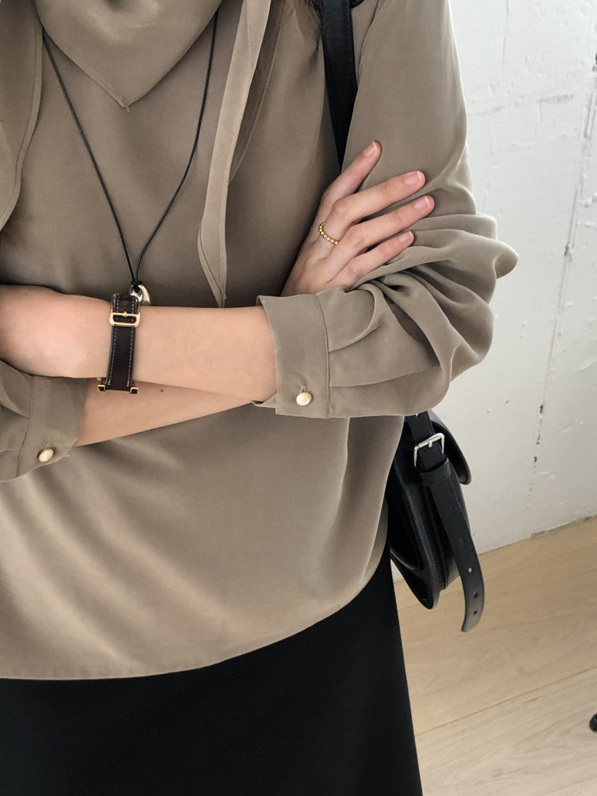 Luna brushed tencel scarf blouse-2col