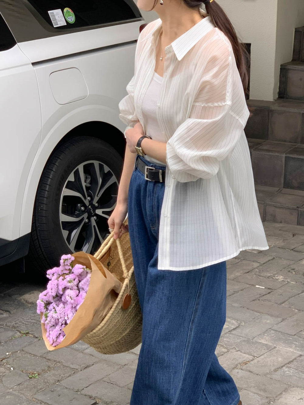 Tencel stripe shirt-3col