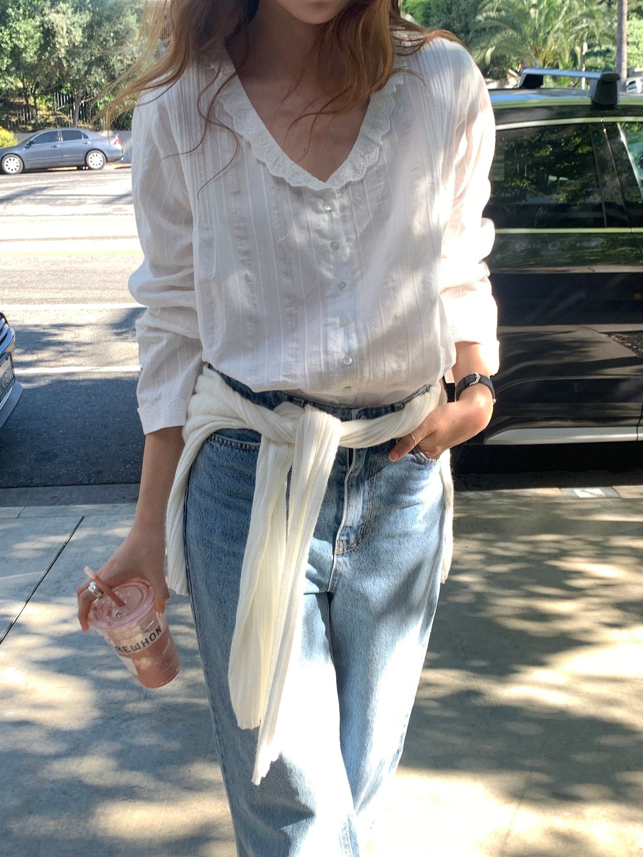 Rowen lace U-neck blouse