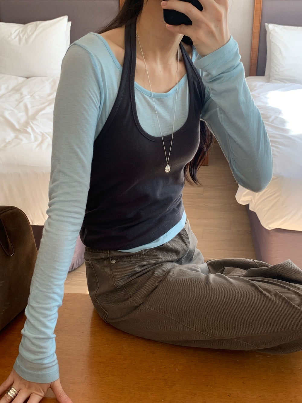 Halter layered set T-4col