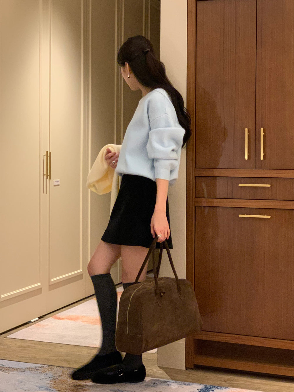 gimo suede lining skirt-2col