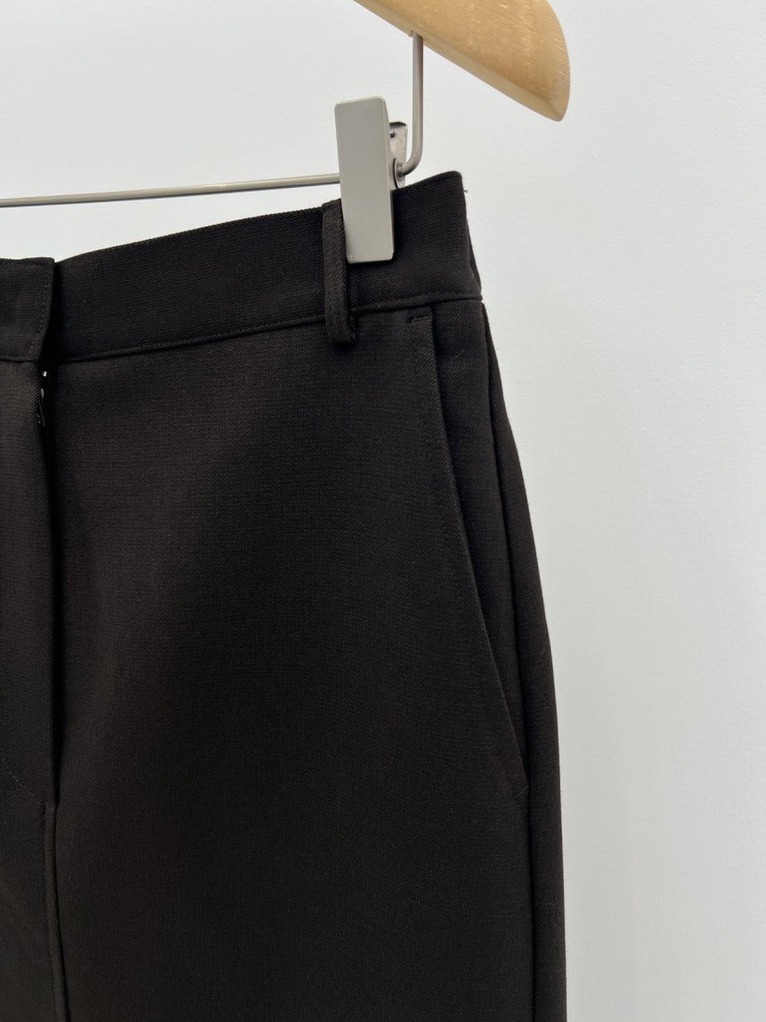 Rumi back banding wool midi skirt-2col