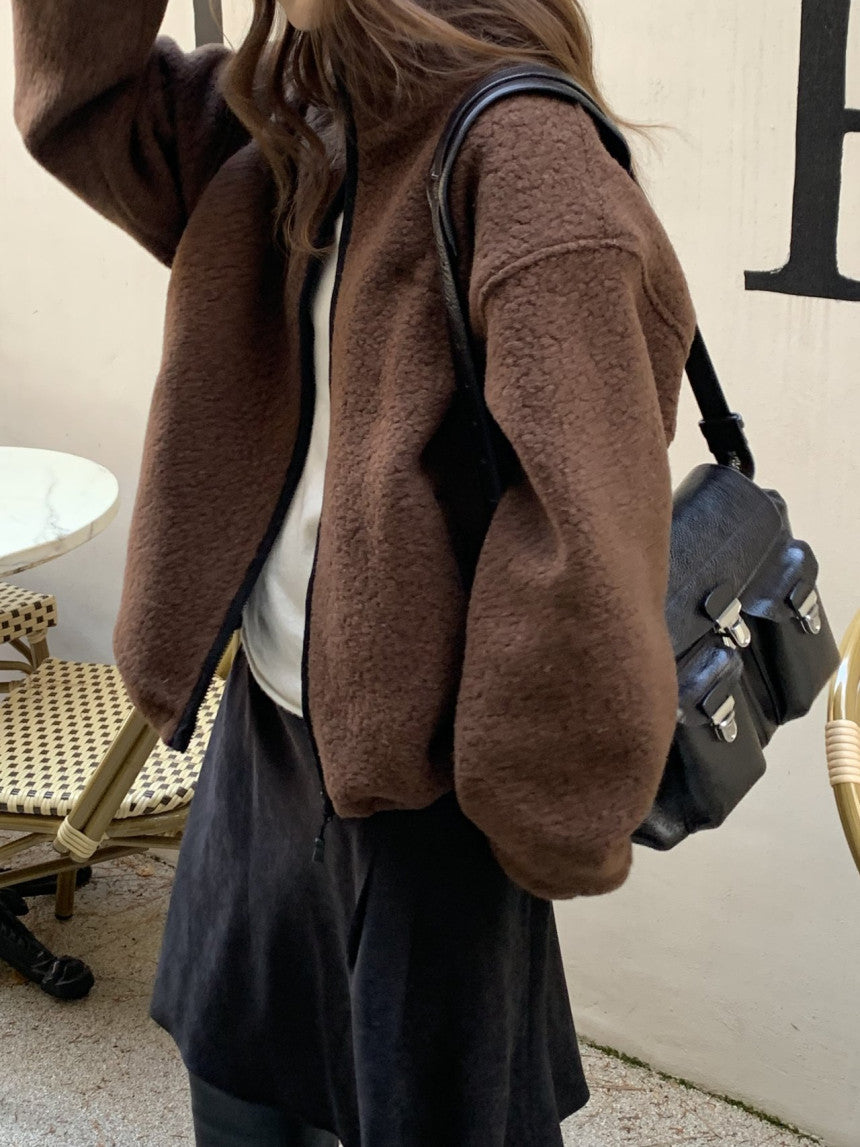 Cris fine wool dumble zip up jumper-3col