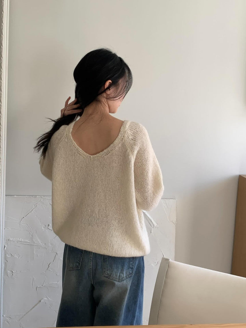 Pony wool 2way v-knit cardigan-3col