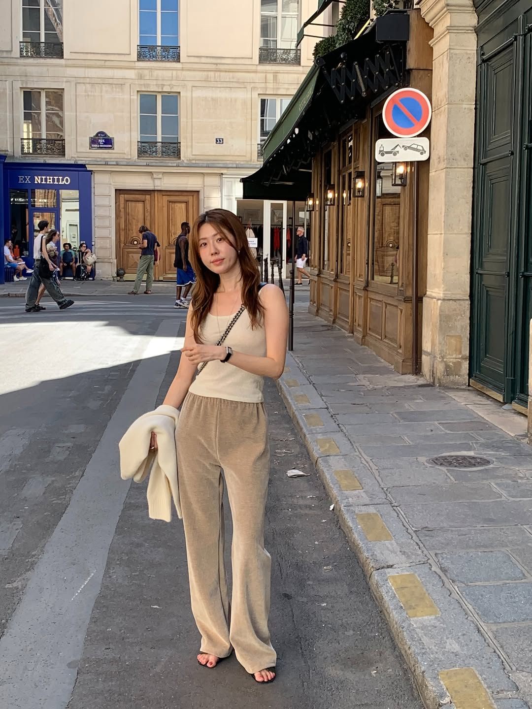 Velour corduroy banding pants-4col
