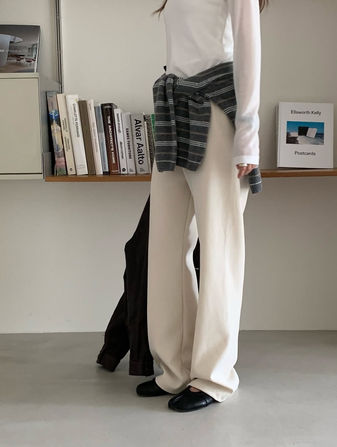 Velour corduroy banding pants-4col