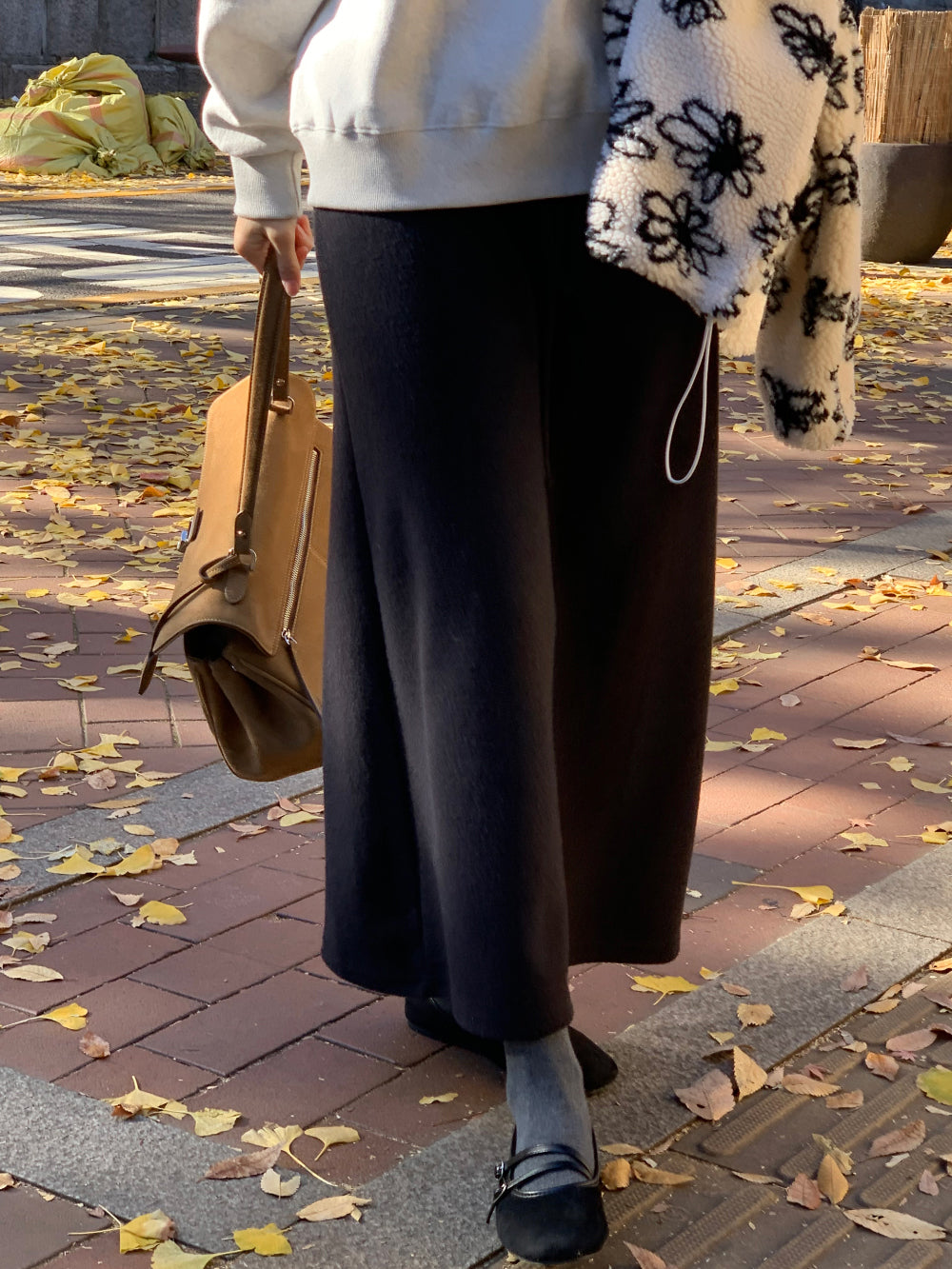 wool maxi skirt-3col