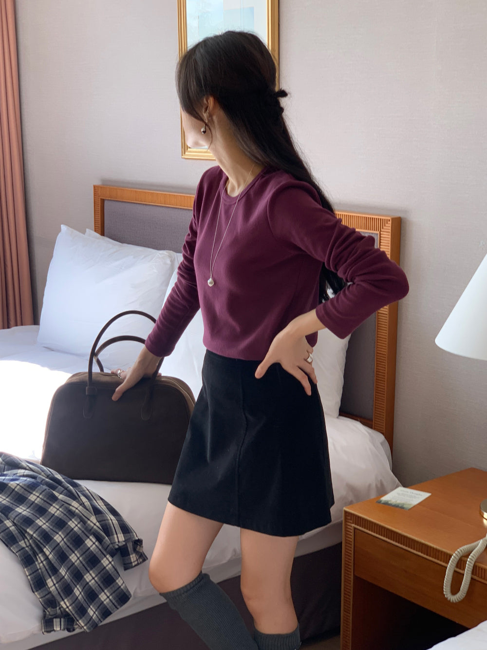 gimo suede lining skirt-2col