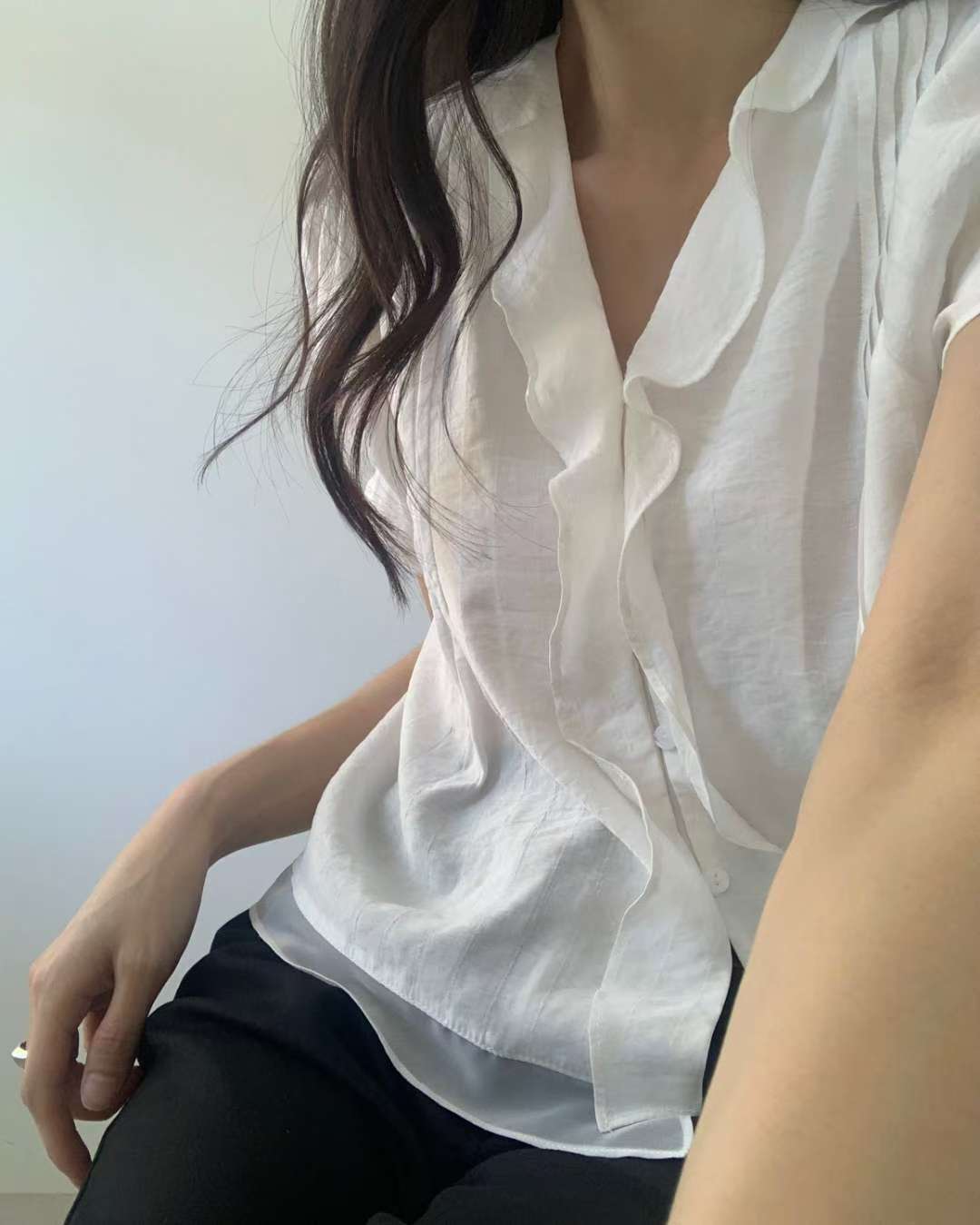 mori pintuck blouse-2col